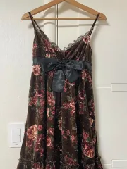 LIZ LISA (リズリサ) ラテガロア ベロア リボン フラワー ワンピース