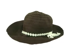 k04241101023　Sophia Alba　サイズ表記無し　こげ茶×白　　帽子　ハット　春夏