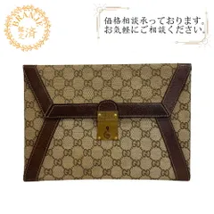 GUCCI グッチ オールドグッチ ヴィンテージ レター ポーチ セカンドバッグ  GG柄 キャンバス クラッチバッグ ベージュ ユニセックス
