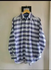Tommy Hilfiger(トミーヒルフィガー) シャツ ネイビー ストライプ 長袖 XL 105