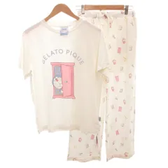 ジェラートピケ gelato pique タグ付き 25AW ドラえもん セットアップ ワンポイントTシャツ 総柄 ロングパンツ ルームウェア パジャマ F 白 ホワイト /FF