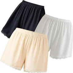 Eiza ペチパンツ インナーパンツ レディース ペチコート 3枚セット 夏 学生 スカート (ホワイト・ブラック・ベージュ,  L)