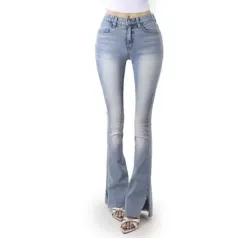 ライトブルーデニムブーツカットパンツ