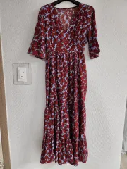 ( 19 ) 花 ロング ワンピース 55 ー 66 フリー