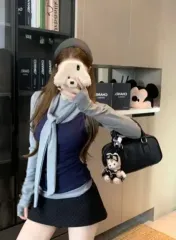 (海外配送) 首長袖Tシャツ ベスト 2ピース セット