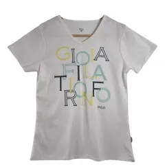 FILA FILA(フィラ) 白 Vネック 半袖 Tシャツ M