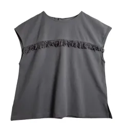 TE CHICHI 黒 ノースリーブ ブラウス F