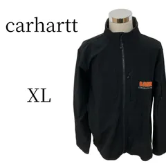 カーハート ワークジャケット XL 黒 ソフトシェル 企業ロゴ 刺繍 古着 ストリート Carhartt フルジップ ナイロン スパンデックス ゆるだぼ ビッグシルエット オーバーサイズ ブラック アウター カジュアル