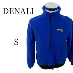 希少 USA製 DENALI デナリ フリース プルオーバー ハーフジップ ジャケット S ブルー 青 ビンテージ 90s 山ロゴ パタゴニア好きに アウトドア キャンプ 古着 ウェア メンズ アメリカ製 暖か 100%ポリエステル