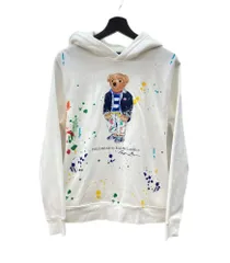 ラルフローレン RalphLauren ポロベア POLO BEAR ペインティング パーカー フーディ プルオーバー 裏起毛 ペイント プリント WHITE 白 パーカ ロゴ ホワイト XLサイズ 104LT-417