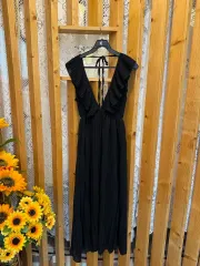 シフォン プリーツロングドレス