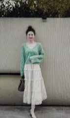 (海外配送) オーバーサイズ メッシュ Tシャツ レース スカート セット