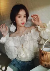 (海外配送)オフショルダーレースブラウス