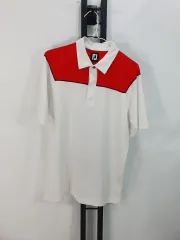 FootJoy(フットジョイ) 半袖 襟付きTシャツ ポロシャツ ホワイト レッド m