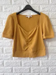 新品 クロップドTシャツ (マスタードイエロー)