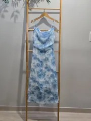 紐 ノースリーブ ロング丈ワンピース