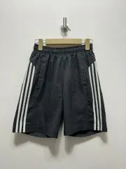 アディダス 3本線 ハーフパンツ チャコール グレー S