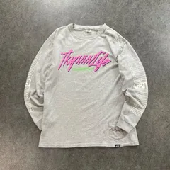 LEFLAH L/S T-Shirt レフラー 長袖 ロンT クルーネック ポケット グラフィック 両面 サイド ロゴプリント グレー メンズ XL ビッグサイズ