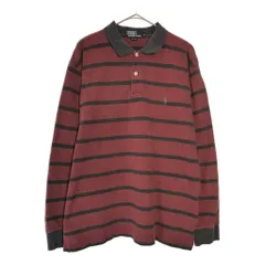 Polo by Ralph Lauren ポロ ラルフローレン 長袖ポロシャツ ボーダー レッド(メンズ XL)中古 古着 X6073