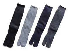 【在庫セール】足袋 ソックス メンズ 無地 足袋型 靴下 綿混 たびソックス 夏 足底 サポーター付 黒 25-27cm 4足セット