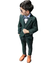 男の子スーツ グリーン カジュアルスーツ 子どもスーツ 4点セット 入学式 卒業式 紳士服 発表会 演奏会 90 100 110 120 130 140cm
