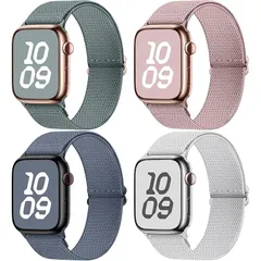 【新品】 【4枚入り】 for Apple Watch バンド 42mm（S11/10） 41mm 40mm 38mm 編み込み アップルウォッチ バンド ナイロン 交換ベルト 伸縮性 滑り止めバックル付き iWatch Series11 10 9 8 7 0