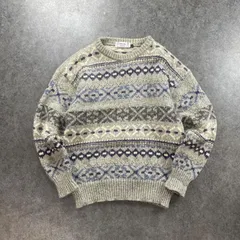 スコットランド製 90s Vintage Glencraig グレンクレイグ 長袖 ニット セーター クルーネック フェアアイル柄 総柄 ウール ヴィンテージ ビンテージ メンズのサムネイル
