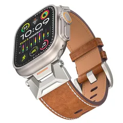 【新品】 [SCINYMC] アップルウォッチ バンドコンパチブル Apple Watch Ultraバンド 49mm 46mm 45mm 44mm 男性用、本革 AppleWatch11Bands、ビジネス用Apple Watch Band、ステンレスス 0
