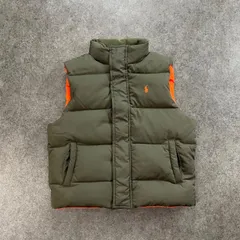 Polo by Ralph Lauren Down Vest ポロバイラルフローレン ダウンベスト ハイネック ワンポイント刺繍 比翼ジップ カーキ