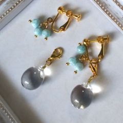 希少☆天然石シンデレラアクアマリン＆アメジストチャーム セット訳