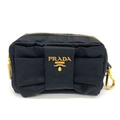 PRADA プラダ リボンポーチ マルチポーチ 化粧ポーチ 三角ロゴ
