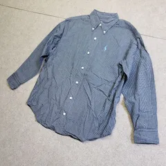 Polo by Ralph Lauren 長袖シャツ ギンガムチェック ボタンダウン ワンポイント刺繍 ネイビー系 表記サイズ：150　y7325e