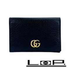 □新同□ グッチ GG マーモント 二つ折り コンパクト ウォレット 財布