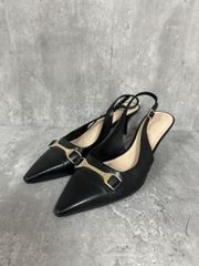 ルタロン 3.5cmWリボンスリングバック パンプス レオパード 24.0 新品