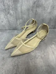 Le Talon ルタロン 3.5ｃｍ Ｔ ストラップ シアー パンプス アンクルストラップ サンダル size24.5ｃｍ/ベージュ ■◆ レディース