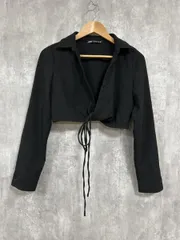 ZARA ザラ デザイン ショート丈 ジャケット sizeM/黒 ■◇ レディース