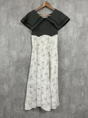 tocco closet トッコクローゼット フラワー ビックカラーバックレースアップドッキング ワンピース sizeM/グレー×白 ■◆ レディース