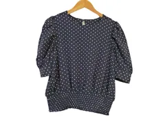 k01241014105　GU ジーユー　Mサイズ　紺×白　　トップス　半袖シャツ　春夏