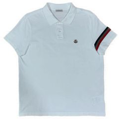 極美品］MONCLER 袖トリコライン ホワイト L ポロシャツ 5S77 - メルカリ