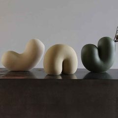 陶器オブジェ グラフィカルフラワーベース 国産ビンテージ 小物 