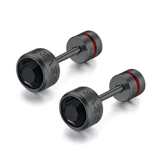 【新品】 ESFRIAN ピアス メンズ シンプル メンズピアス ゴールド 黒い石 サージカルステンレス スタッドピアス つけっぱなし ネジ式 ジュエリー 男女兼用 両耳用 キャッチ 人気 おしゃれ プレゼント レディース ファーストピアス ブラック 2個セッ