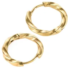 【新品】 [SEIYA INTERNATIONAL] ピアス メンズ フープピアス リングピアス ツイスト ステンレス 18G 両耳 ２個セット (ゴールド, 内径 12mm) 0