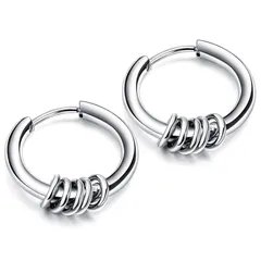 【新品】 swars ピアス 5連リング メンズ レディース フープ リング 金属アレルギー対応 両耳セット (13mm, シルバー) 0