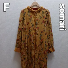 somari　花柄シフォンワンピース　イエロー　フリーサイズ