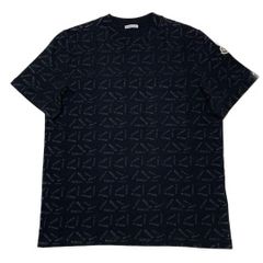 極美品〕モンクレール 総柄 ロゴ ブラック M Tシャツ 国内正規品 5S78 