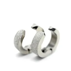 【新品】 [シルバーワン] フェイク ピアス ノンホール イヤーカフ メンズ ko ステンレス製 2個ペア セット (キラキラ 銀色 幅4mm)