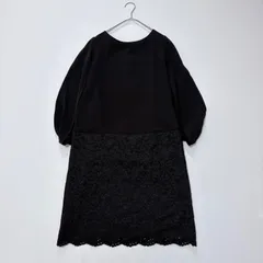 ROPÉ ロペ ドレス ワンピース ブラック 36 S レース 切替 ケープ風スリットスリーブ フォーマル 上品のサムネイル