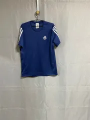 アディダス ブルー 3本線 トレーナー 半袖Tシャツ (Mサイズ)