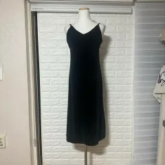 ベロア ノースリーブ ロング ワンピース M m