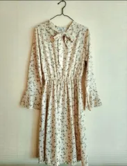 (フリー) 花 パターン ロング スリーブ ワンピース